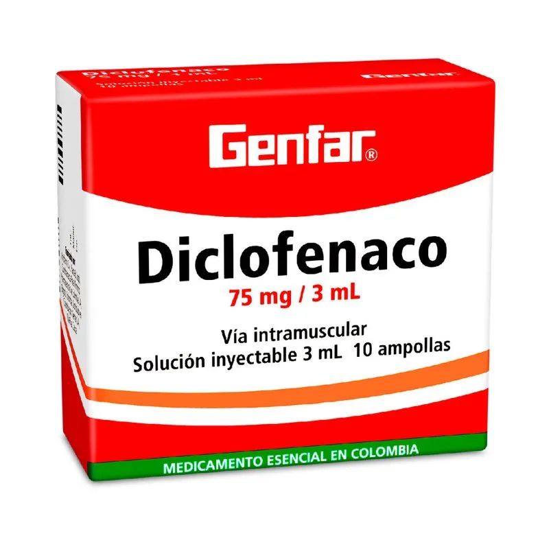 DICLOFENACO SODICO 75MG/3ML SOLUCION INYECTABLE CAJA X 10 AMPOLLAS (GENFAR)