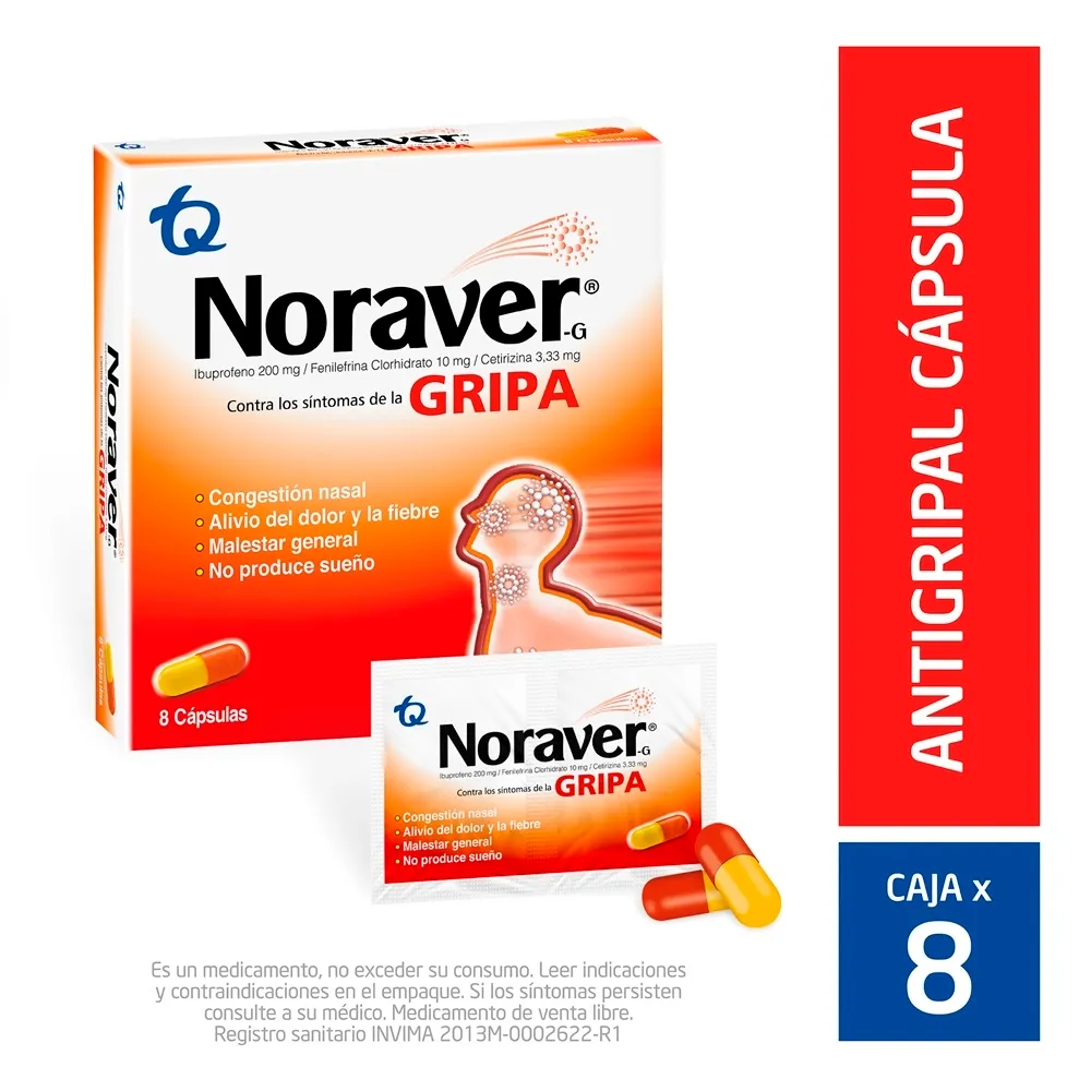 NORAVER GRIPA CAJA X 8 CAPSULAS