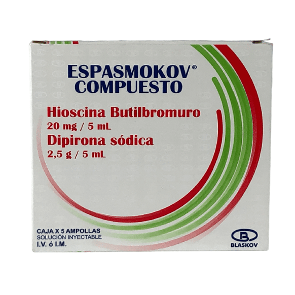 ESPASMOKOV 20 MG / 2.5 G / 5ML SOLUCION INYECTABLE CAJA X 5 AMPOLLAS (BLASCOV)