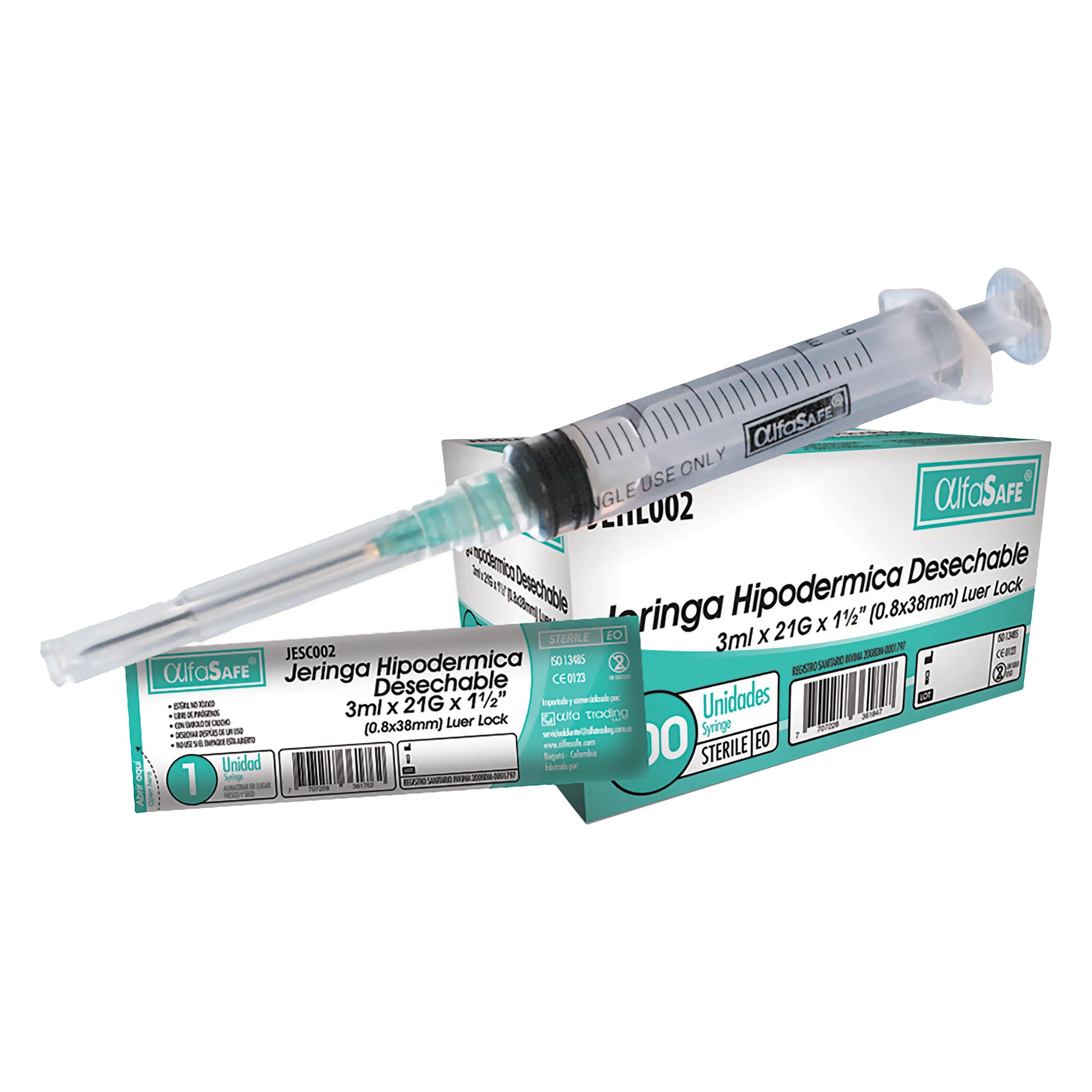 JERINGA 3P 3 ML 21 X 1 -1/2 CAJA X 100 UND (ALFASAFE)