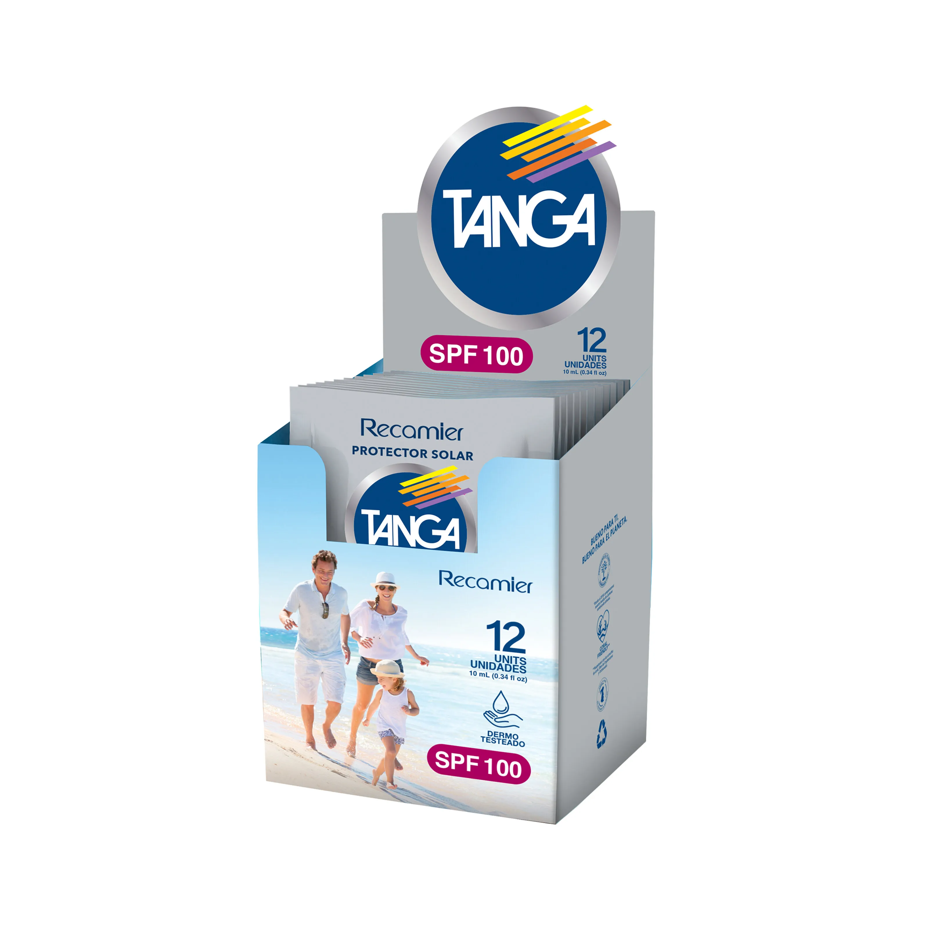 BLOQUEADOR TANGA 100 SPF 10 GR CAJA X 12 SOBRES