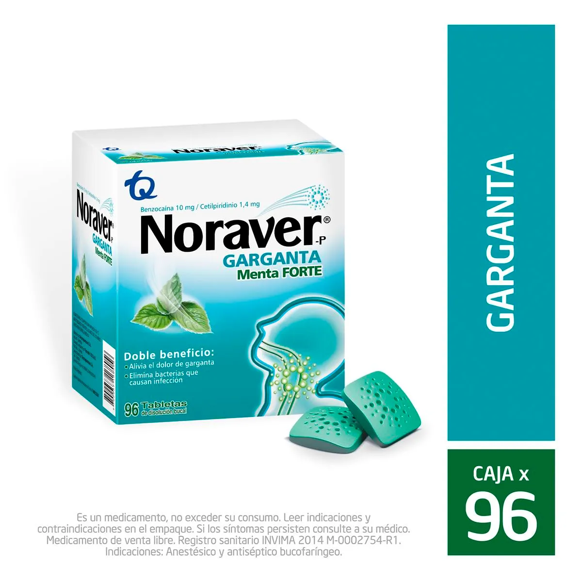 NORAVER GARGANTA MENTA FORTE CAJA X 96 TABLETAS