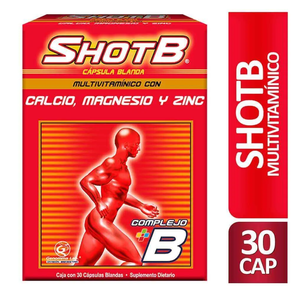 SHOT B MULTIVITAMINICO CAJA X 30 CAPSULAS (GENOMA)