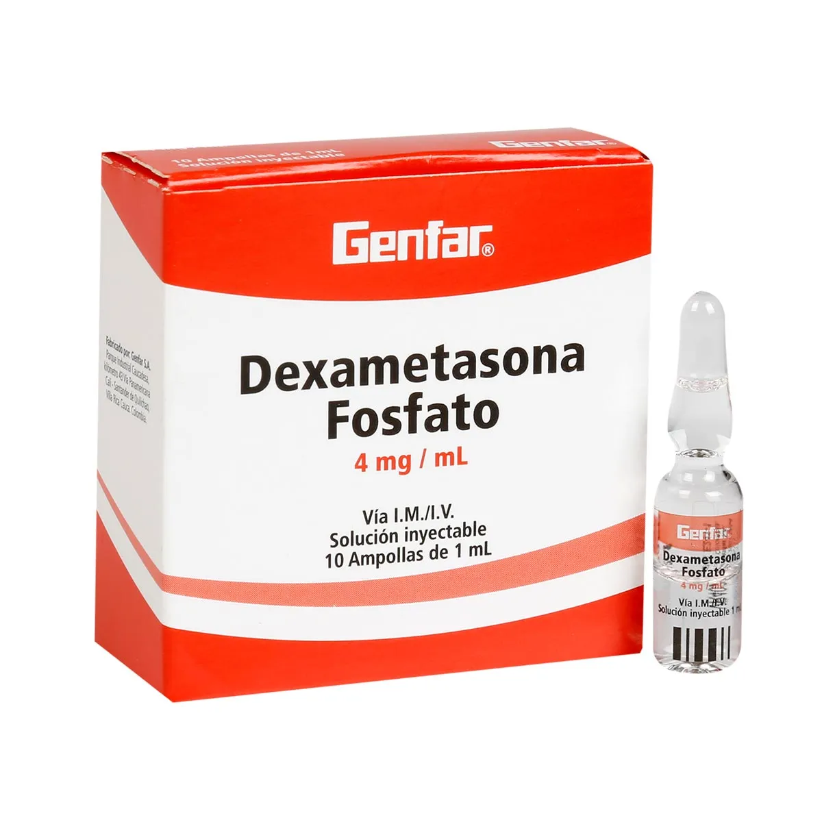 DEXAMETASONA FOSFATO 4 MG / ML CAJA X 10 AMPOLLAS (GENFAR)