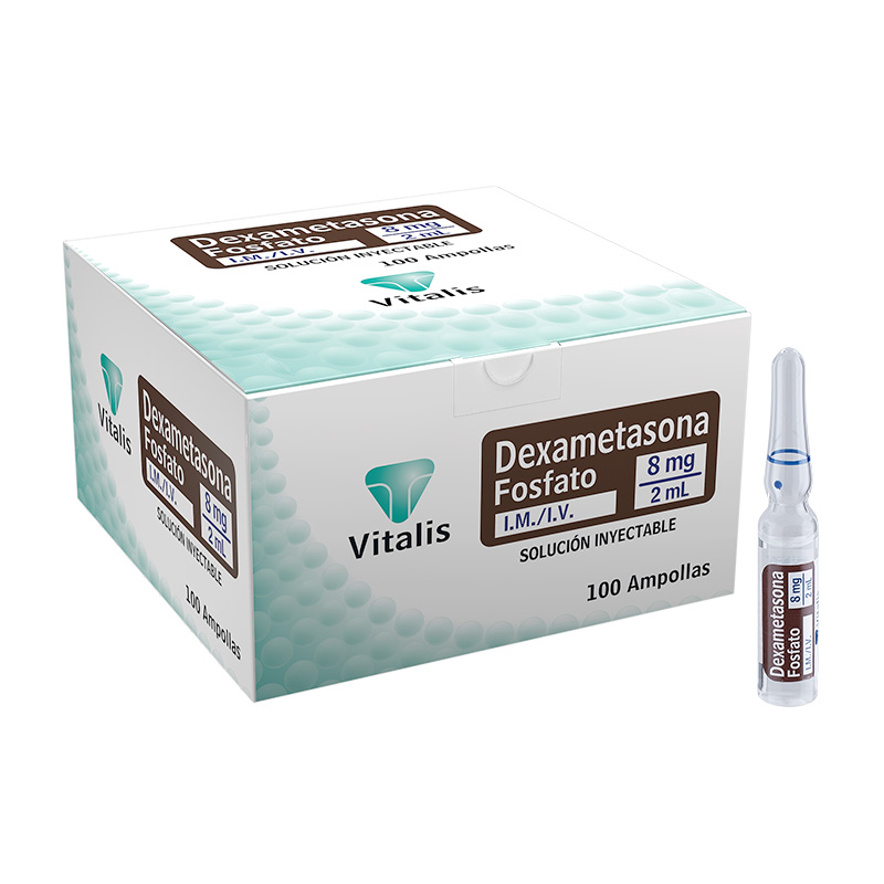 DEXAMETASONA FOSFATO 8MG/2ML SOLUCION INYECTABLE CAJA X 100 AMPOLLAS (VITALIS)