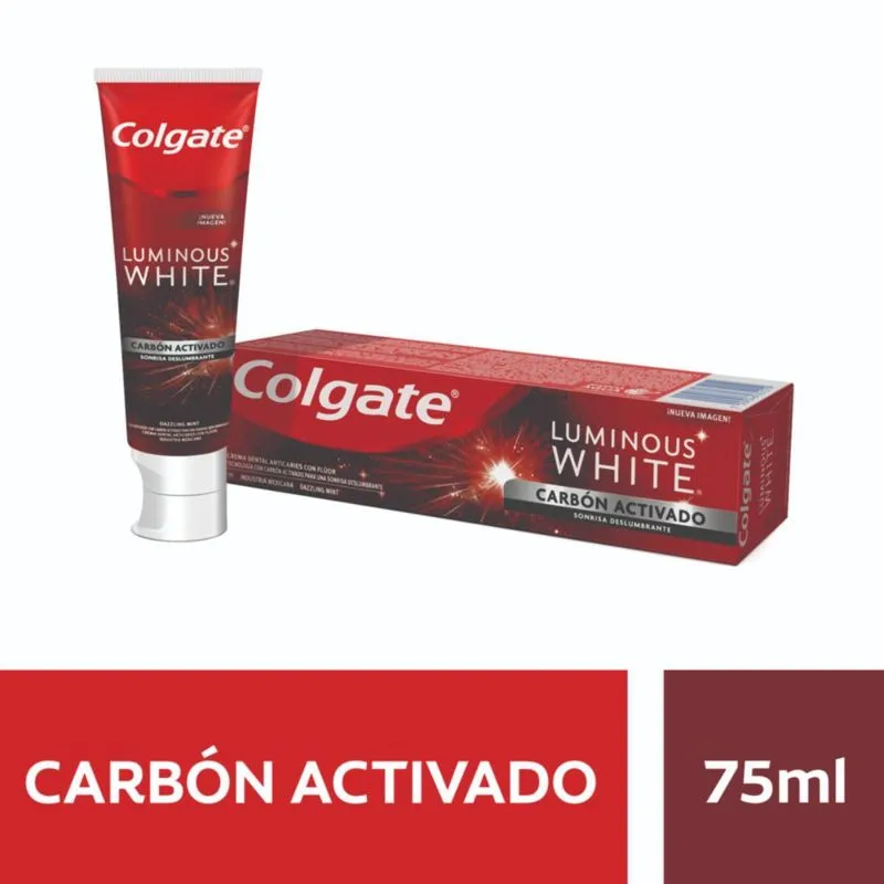 CREMA DENTAL COLGATE WHITE LUMINOUS CARBON ACTIVADO TUBO X 75 ML