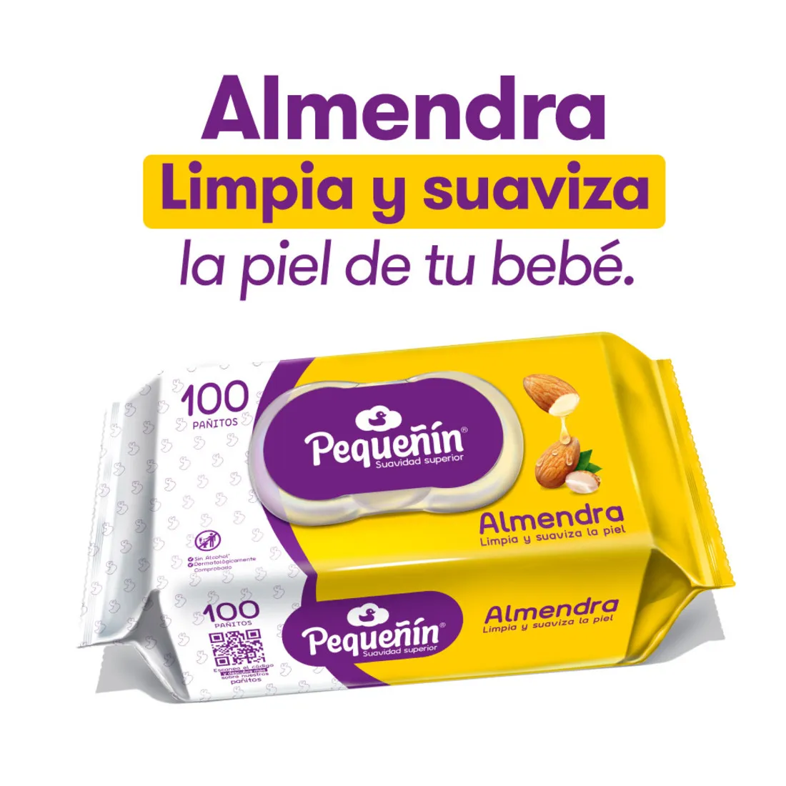 PAÑITOS HUMEDOS PEQUEÑIN CON ALMENDRA X 100 UND