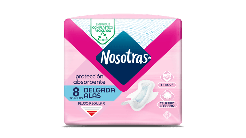 TOALLAS NOSOTRAS DELGADA CON ALAS X 8 UND