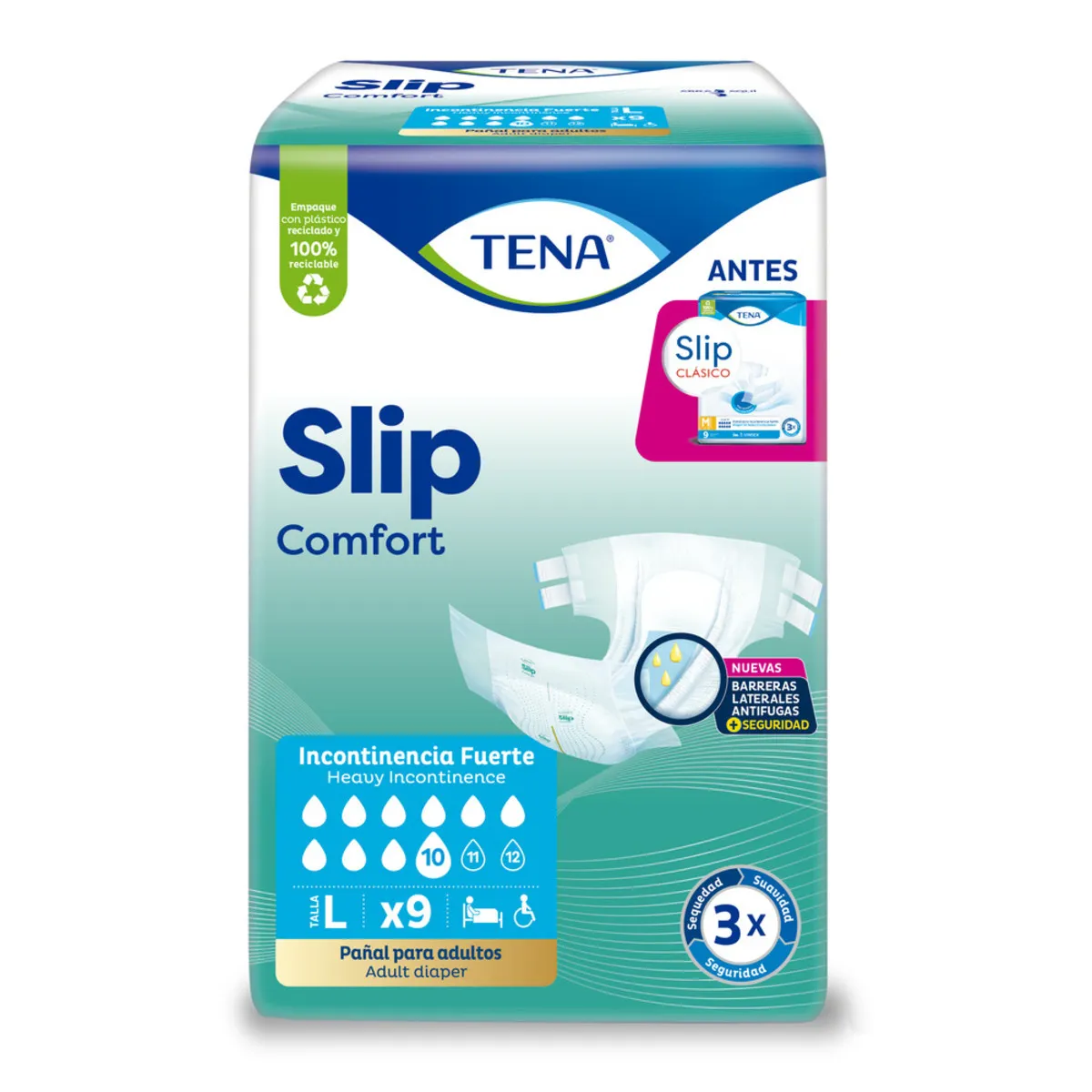 PAÑAL TENA SLIP COMFORT TALLA L PACA X 9 UND