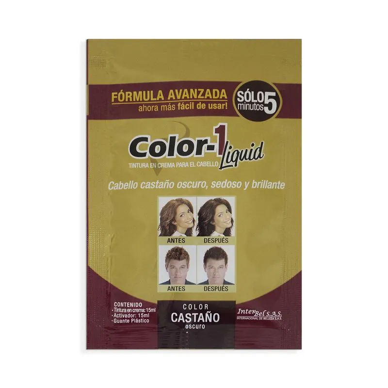 TINTE EN CREMA PARA EL CABELLO CASTAÑO OSCURO 5 MINUTOS SOBRE X 15 ML (COLOR 1)