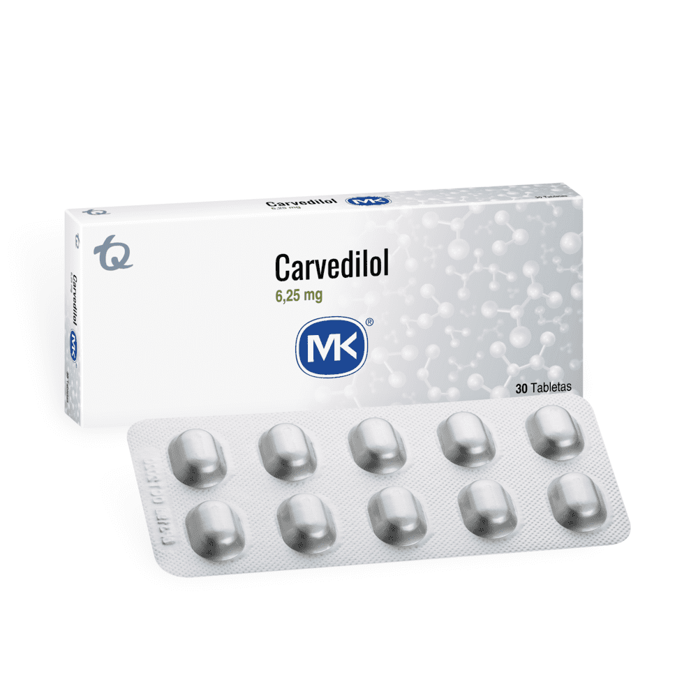 CARVEDILOL 6,25 MG CAJA X 30 TABLETAS (MK)