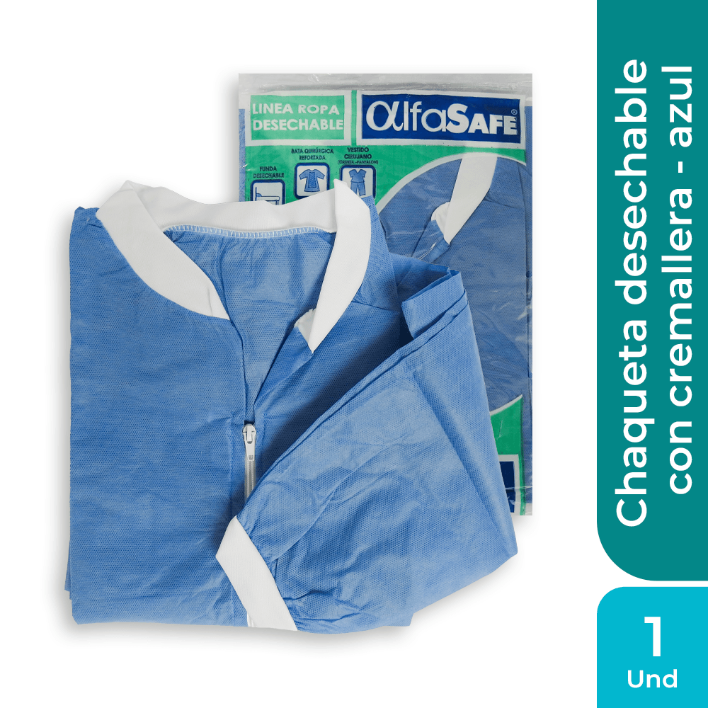 CHAQUETA AZUL DESECHABLE CON CREMALLERA (ALFASAFE)
