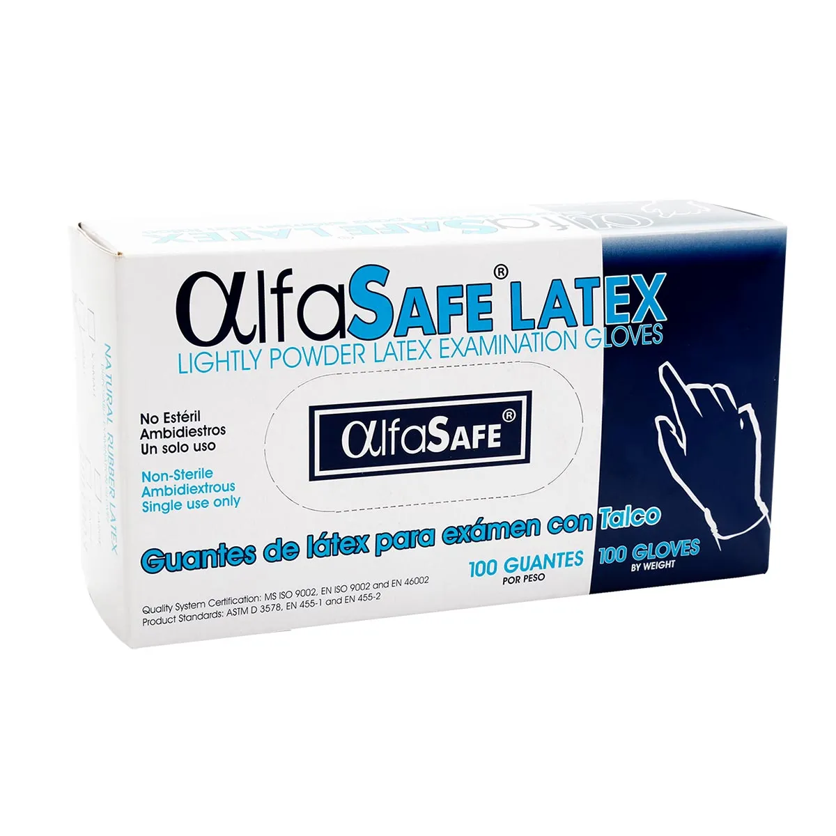 GUANTES LATEX TALLA M CAJA X 100 UND (ALFASAFE)