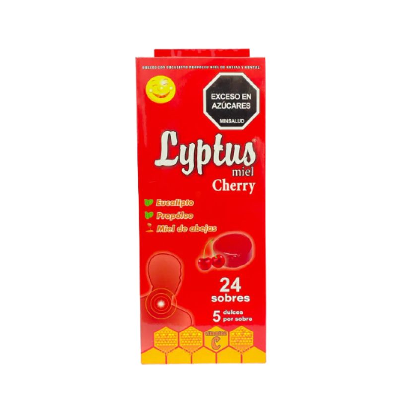PASTILLAS LYPTUS MIEL SABOR A CEREZA CAJA X 24 SOBRES