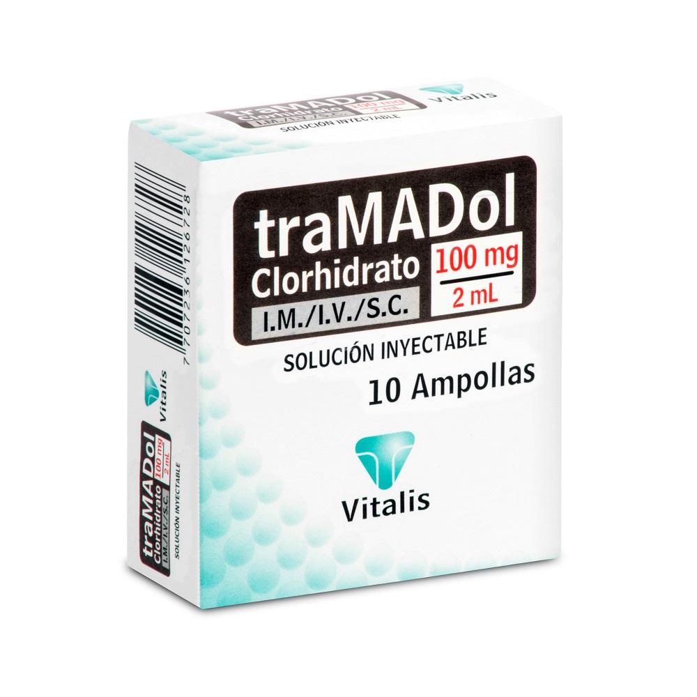 TRAMADOL CLORHIDRATO 100 MG/ML CAJA X 10 AMPOLLA X 2 ML  (VITALIS)
