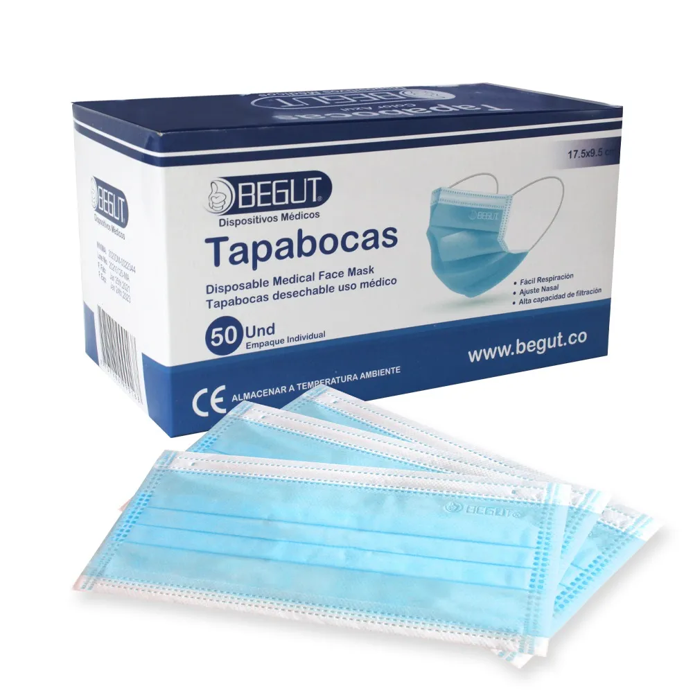 TAPABOCAS AZUL CAJA X 50 UND EMPAQUE INDIVIDUAL (BEGUT)