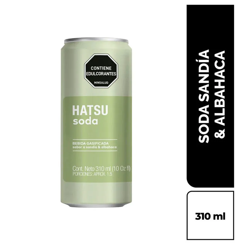 SODA HATSU SABOR SANDIA, ALBAHACA LATA X 310 ML