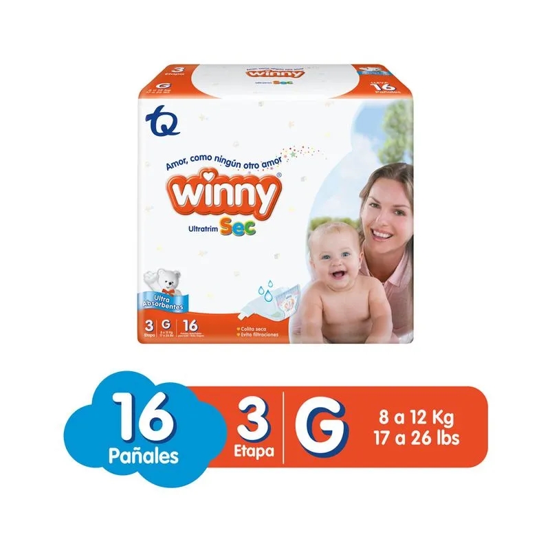 PAÑAL WINNY ULTRATRIM SEC ETAPA 3 PACA X 16 UND
