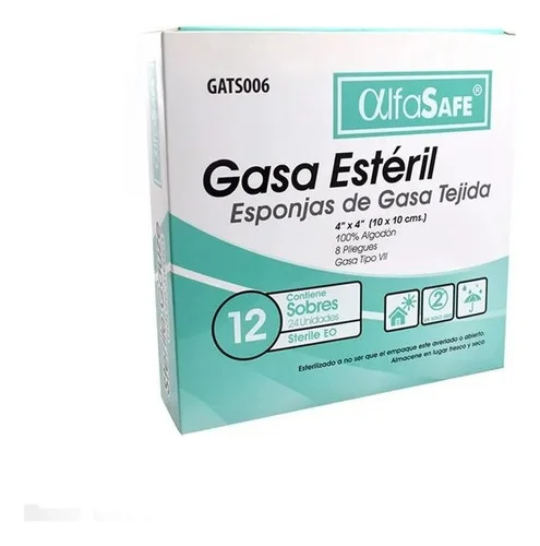 GASA ESTERIL TEJIDA 4X4" (10X10 CM) CAJA 24 UNID X 12 SOBRES X 2 UND (PRECISIONCARE)