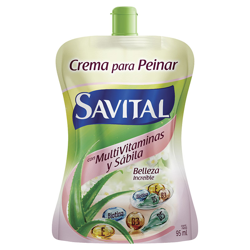 CREMA SAVITAL DE PEINAR MULTIVITAMINAS Y SABILA BOLSA X 95 ML