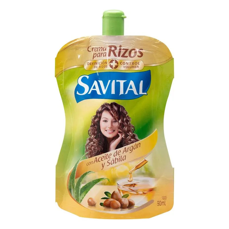 CREMA SAVITAL DE PEINAR RIZOS ACEITE DE ARGAN Y SABILA BOLSA X 90 ML