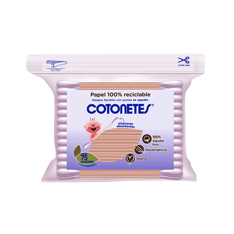 HISOPOS FLEXIBLES CON PUNTA DE ALGODON COTONETES 75 UND