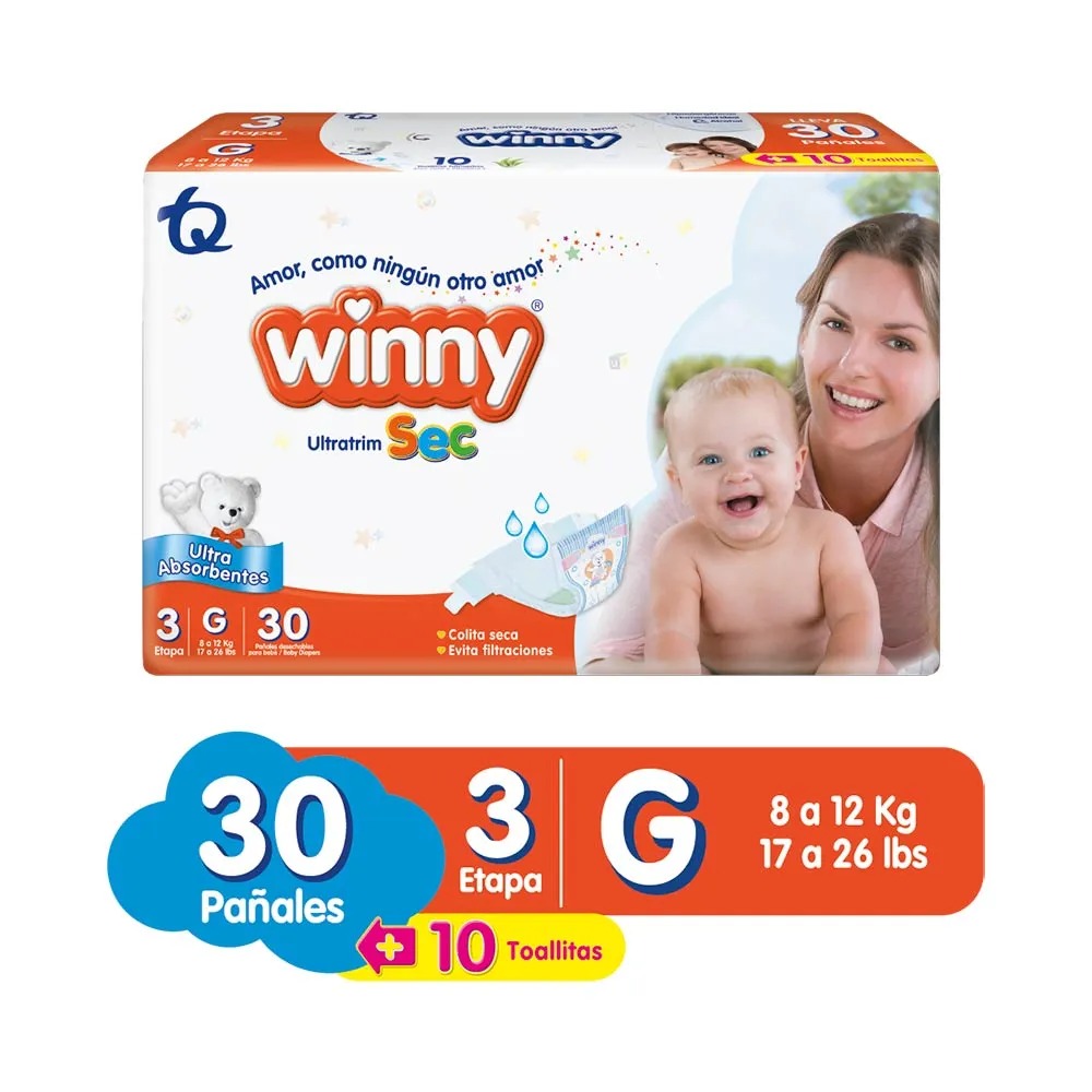 PAÑAL WINNY ULTRATRIM SEC ETAPA 3 PACA X 30 UND