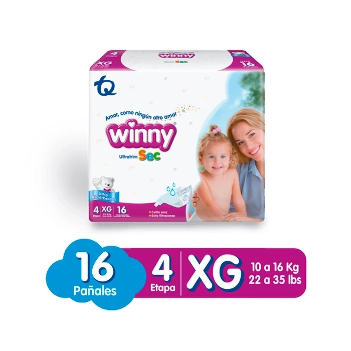 PAÑAL WINNY ULTRATRIM SEC ETAPA 4 PACA X 16 UND