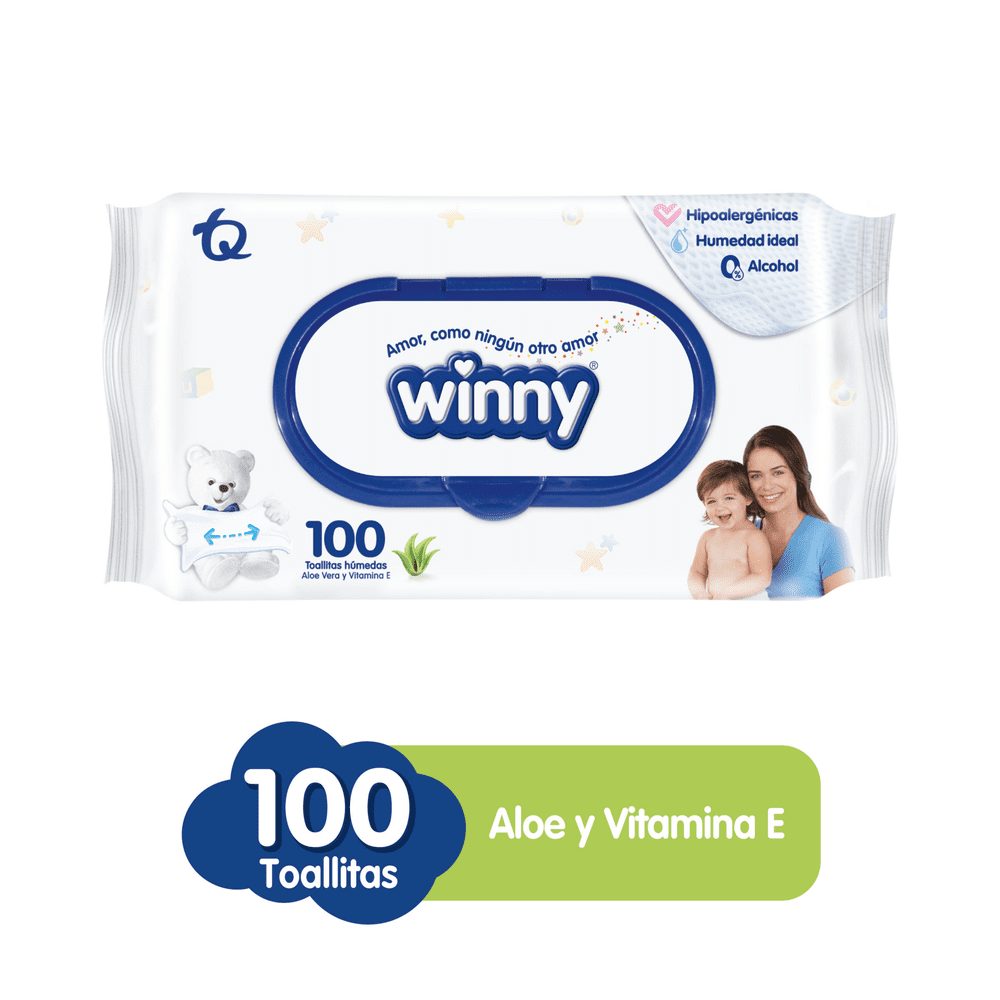 PAÑITOS HUMEDOS WINNY CON ALOE X 100 UND