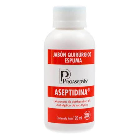JABON QUIRURJICO GLUCONATO DE CLORHEXIDINA 4% ASEPTIDINA FRASCO X 120 ML