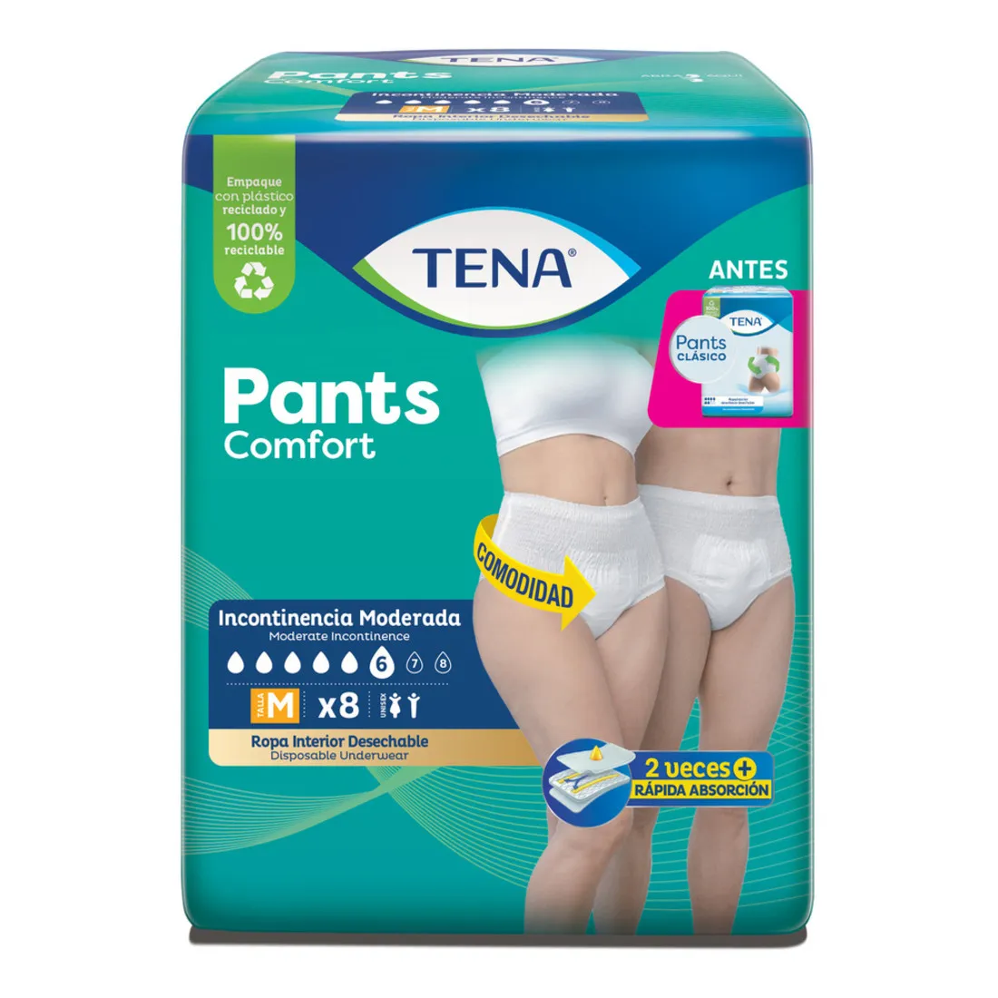PAÑAL TENA PANTS COMFORT TALLA M PACA X 8 UND