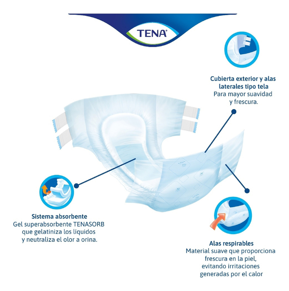 PAÑAL TENA SLIP CLASICO TALLA M X UND #