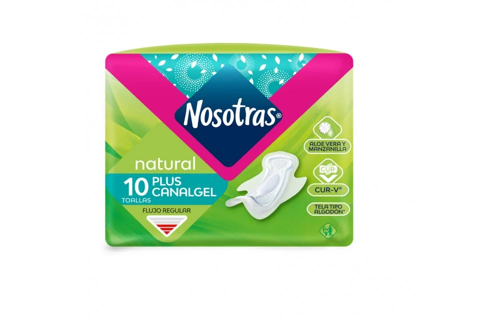 TOALLAS NOSOTRAS NATURAL PLUS CANAGEL CON ALAS  X 10 UND