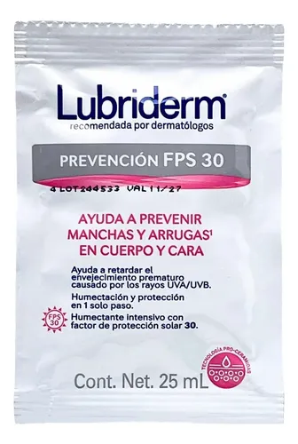 CREMA LUBRIDERM PREVENCION FPS 30 SOBRE X 25 ML