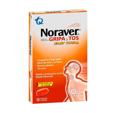 NORAVER GRIPA Y TOS FAST TOTAL CAJA X 6 CAPSULAS LIQUIDAS