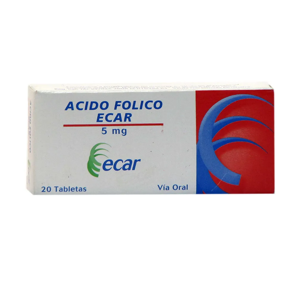 ACIDO FOLICO 5 MG CAJA X 20 TABLETAS (ECAR)