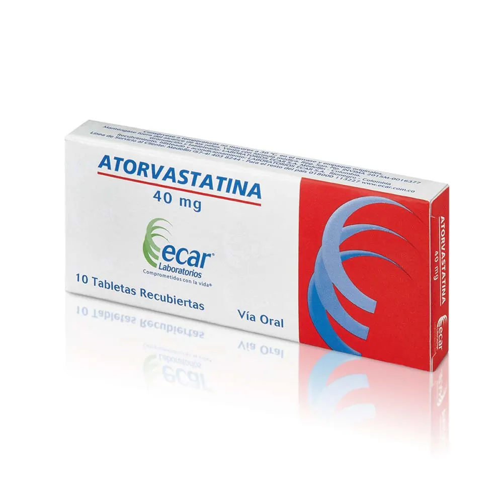 ATORVASTATINA 40 MG CAJA X 10 TABLETAS RECUBIERTAS (ECAR)