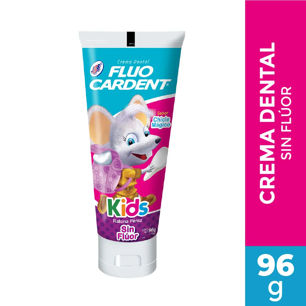 CREMA DENTAL FLUO CARDENT KIDS SIN FLUOR X 96 GR (NIÑA)