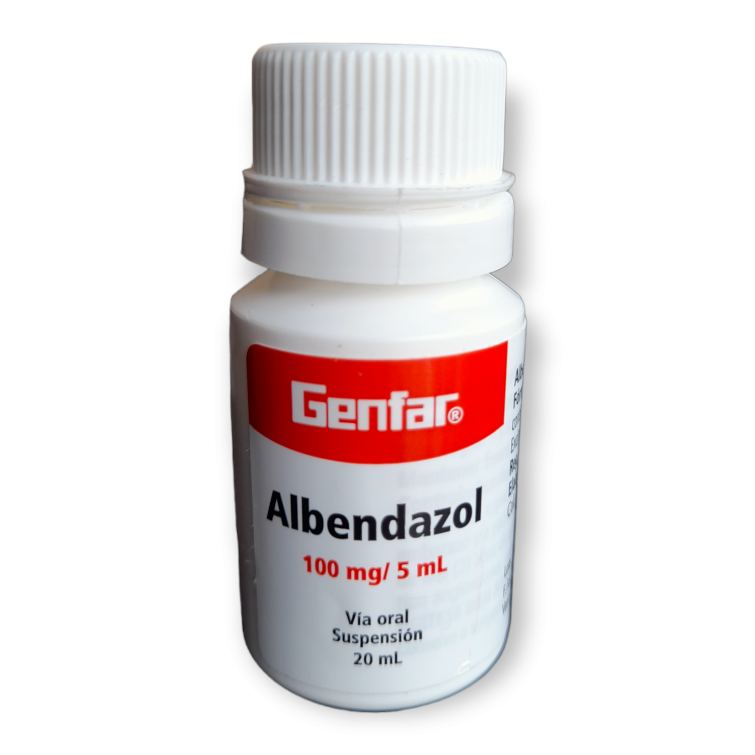 ALBENDAZOL 100 MG/ 5 ML FRASCO X 20 ML (GENFAR)