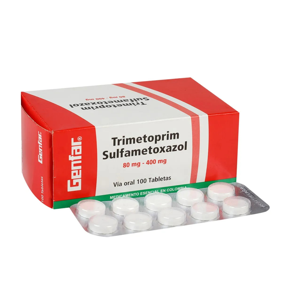 TRIMETOPRIM SULFAMETOXAZOL 80MG-  400MG CAJA X 100 TABL (GENFAR)