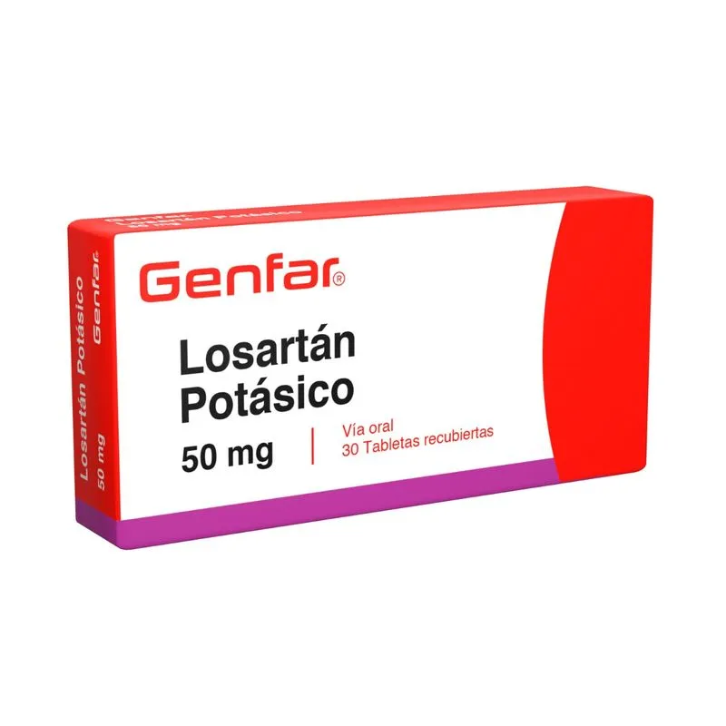 LOSARTAN 50MG CAJA X 30 TABLETAS RECUBIERTAS (GENFAR)