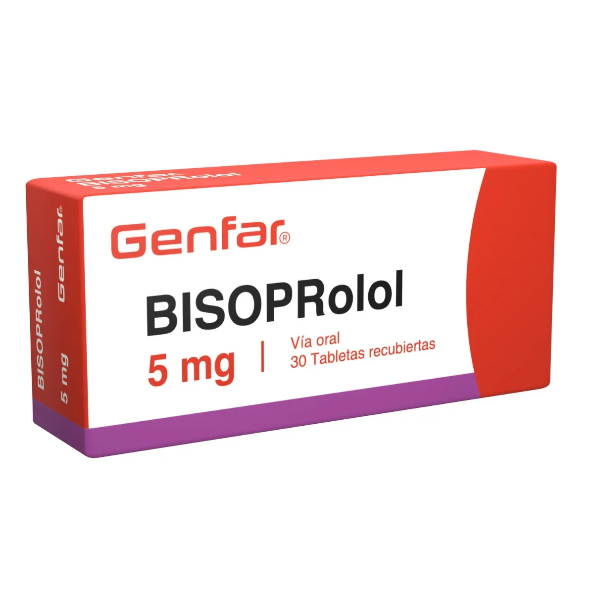BISOPROLOL 5 MG CAJA X 30 TABLETAS RECUBIERTAS (GENFAR)