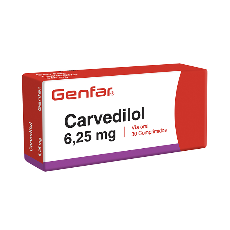 CARVEDILOL 6,25 MG CAJA X 30 COMPRIMIDOS (GENFAR)