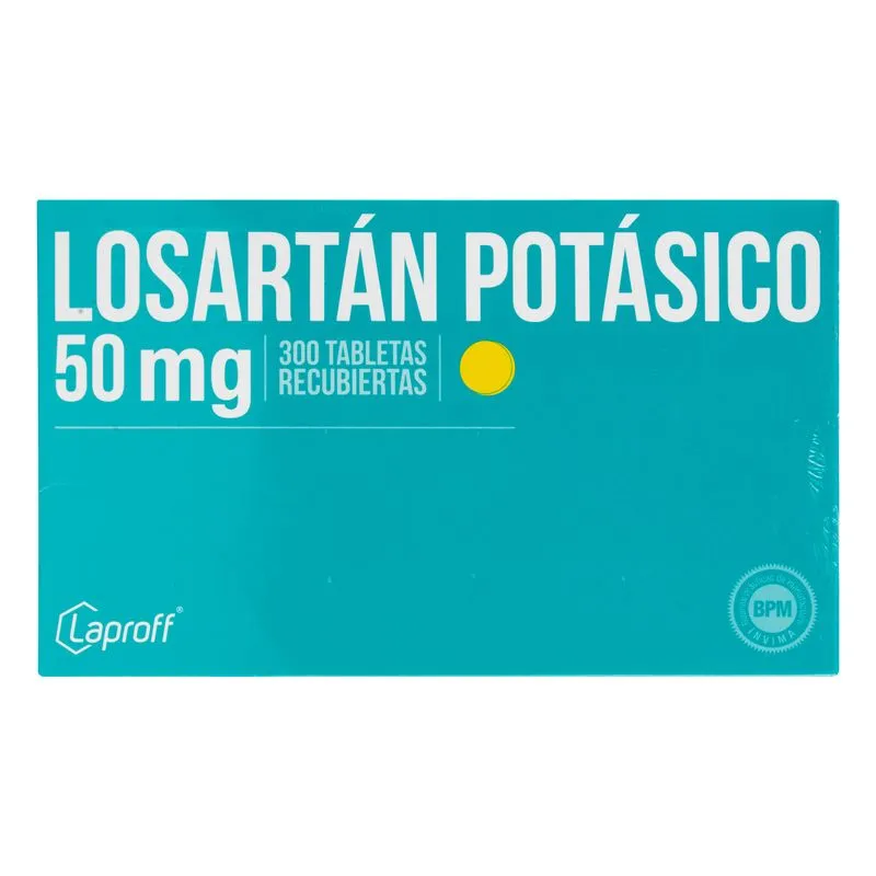 LOSARTAN POTASICO 50 MG CAJA X 300 TABLETAS (LAPROFF)