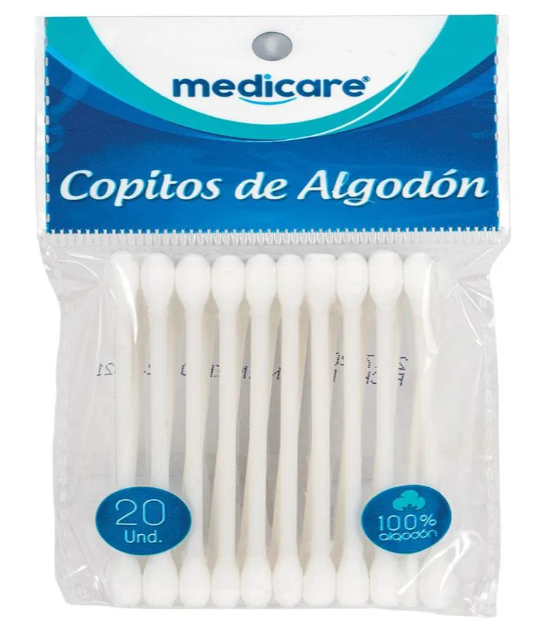 COPITOS DE ALGODON BIODEGRADABLE X PAQUETE X 100 UNIDADES MEDICARE
