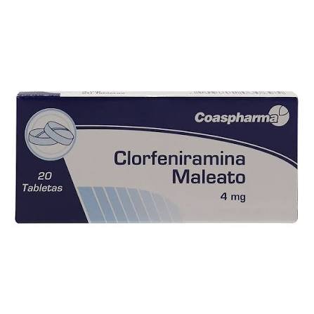 CLORFENIRAMINA 4 MG CAJA X 20 TABLETAS (COASPHARMA)