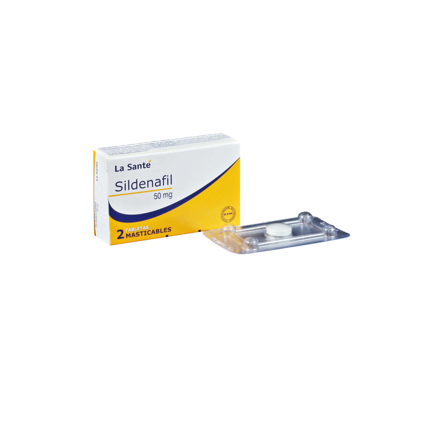SILDENAFILO MASTICABLE 50 MG CAJA X 2 TABLETAS (LA SANTE)