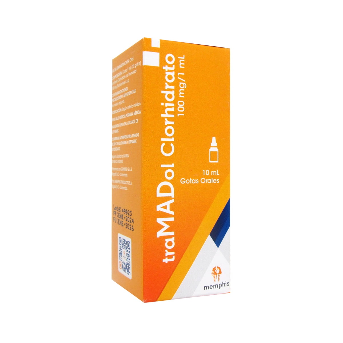 TRAMADOL GOTAS CLORHIDRATO 100 MG/ML FRASCO X 10 ML (MEMPHIS)