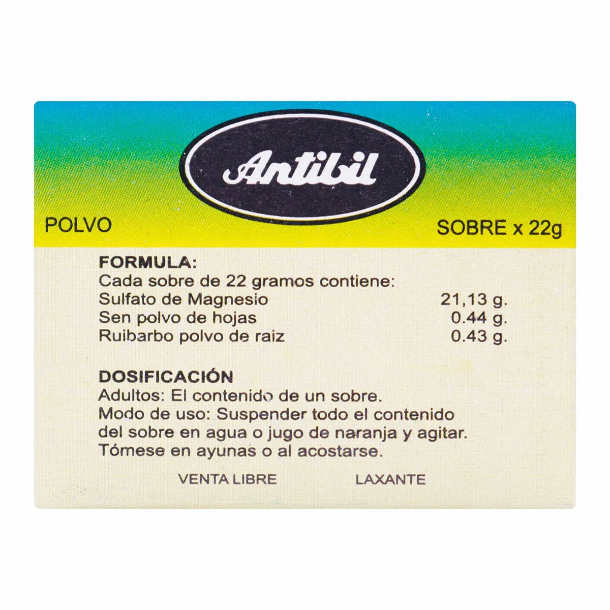 ANTIBIL PURGANTE EN POLVO CAJA X 22GR