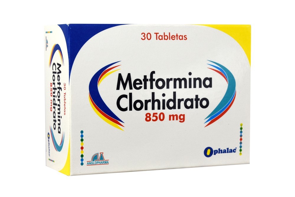 METFORMINA CLORHIDRATO 850 MG CAJA X 30 TABLETAS (ANGLOPHARMA)